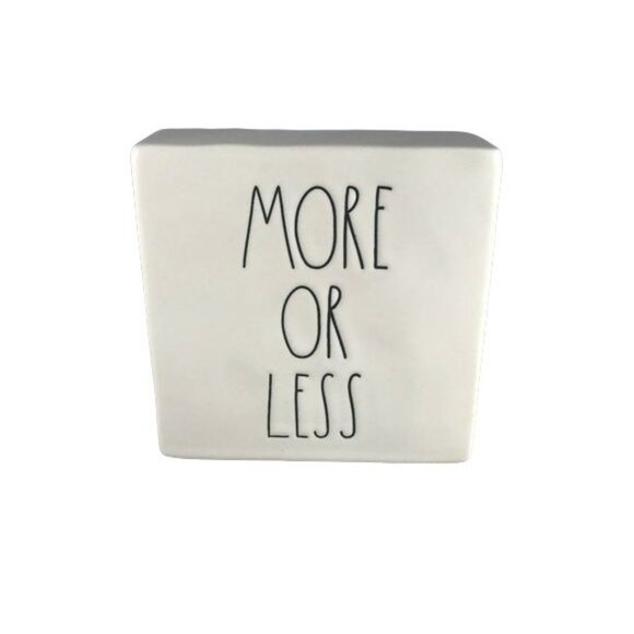 Rae Dunn by Magenta Artisan Paperweight LESS IS MORE / MORE OR LESS Double-Sided - Picture 3 of 5